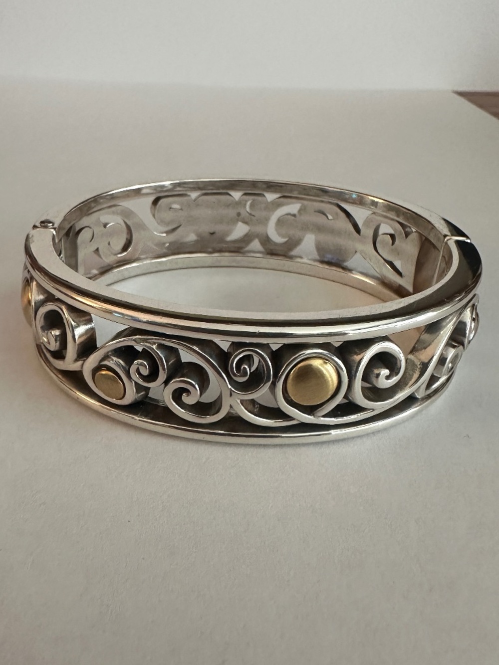Brighton Silver/Gold Hinged Bangle Bracelet